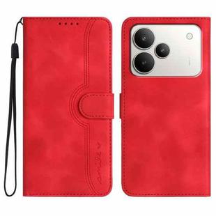 For Realme P4 5G Heart Pattern Skin Feel Leather Phone Case(Red)
