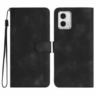 For Motorola Moto G53 / G13 / G23 Heart Pattern Skin Feel Leather Phone Case(Black)