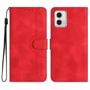 For Motorola Moto G73 Heart Pattern Skin Feel Leather Phone Case(Red)