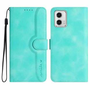 For Motorola Moto G73 Heart Pattern Skin Feel Leather Phone Case(Light Blue)