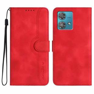 For Motorola Edge 40 Neo 5G Heart Pattern Skin Feel Leather Phone Case(Red)
