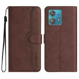 For Motorola Edge 40 Neo 5G Heart Pattern Skin Feel Leather Phone Case(Brown)