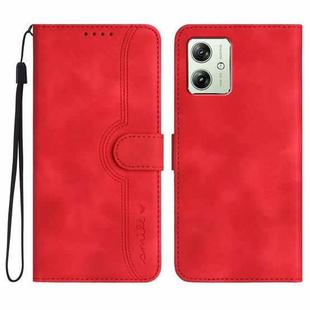 For Motorola Moto G54 Global Heart Pattern Skin Feel Leather Phone Case(Red)