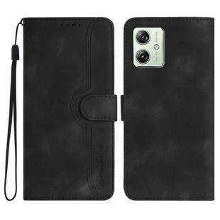 For Motorola Moto G54 Global Heart Pattern Skin Feel Leather Phone Case(Black)