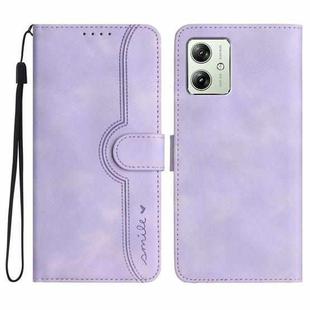 For Motorola Moto G54 Global Heart Pattern Skin Feel Leather Phone Case(Purple)