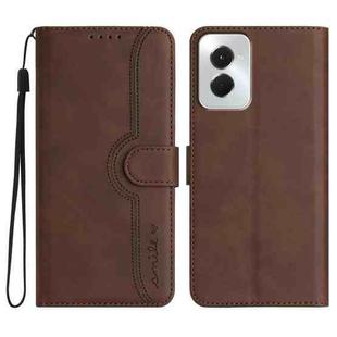 For Motorola Moto G Power 5G 2024 Heart Pattern Skin Feel Leather Phone Case(Brown)
