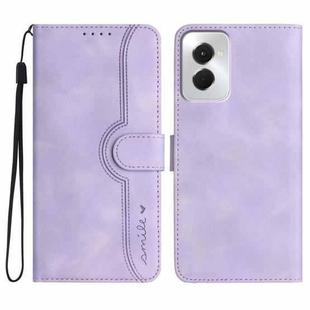 For Motorola Moto G Power 5G 2024 Heart Pattern Skin Feel Leather Phone Case(Purple)