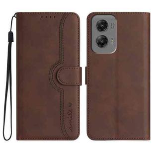 For Motorola Moto G Stylus 5G 2024 Heart Pattern Skin Feel Leather Phone Case(Brown)