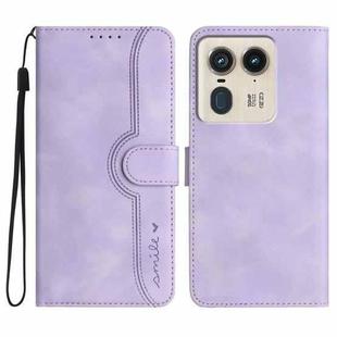 For Motorola Moto X50 Ultra Heart Pattern Skin Feel Leather Phone Case(Purple)