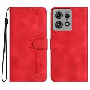For Motorola Edge 50 Fusion Heart Pattern Skin Feel Leather Phone Case(Red)