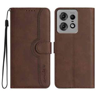 For Motorola Edge 50 Fusion Heart Pattern Skin Feel Leather Phone Case(Brown)