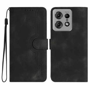 For Motorola Edge 50 Fusion Heart Pattern Skin Feel Leather Phone Case(Black)