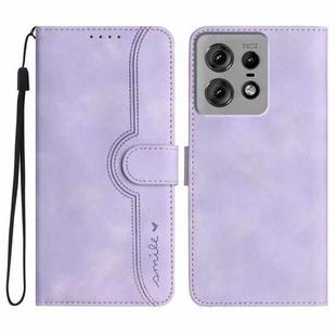 For Motorola Edge 50 Fusion Heart Pattern Skin Feel Leather Phone Case(Purple)