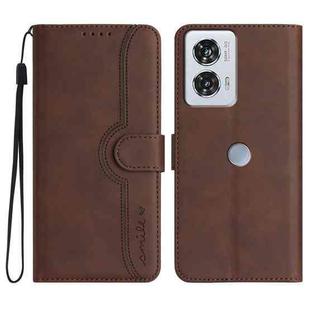 For Motorola Edge 50 Pro Heart Pattern Skin Feel Leather Phone Case(Brown)