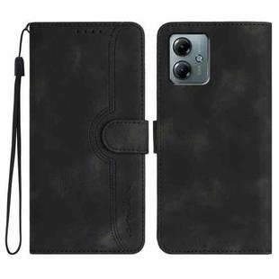 For Motorola Moto G Play 2025 / G Power 2025 Heart Pattern Skin Feel Leather Phone Case(Black)