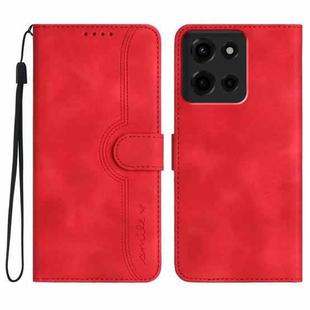 For Motorola Moto G 2025 Heart Pattern Skin Feel Leather Phone Case(Red)