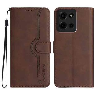 For Motorola Moto G 2025 Heart Pattern Skin Feel Leather Phone Case(Brown)