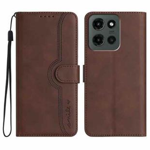 For Motorola Moto G Stylus 5G 2025 Heart Pattern Skin Feel Leather Phone Case(Brown)