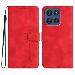 For Motorola Edge 60 Heart Pattern Skin Feel Leather Phone Case(Red)
