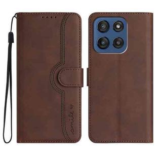 For Motorola Edge 60 Heart Pattern Skin Feel Leather Phone Case(Brown)
