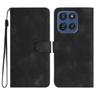 For Motorola Edge 60 Heart Pattern Skin Feel Leather Phone Case(Black)