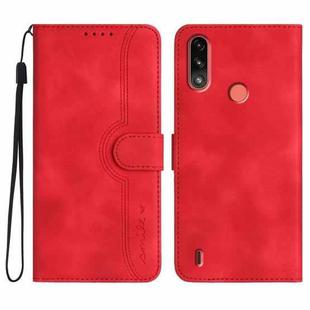 For Motorola Moto E7 Power Heart Pattern Skin Feel Leather Phone Case(Red)