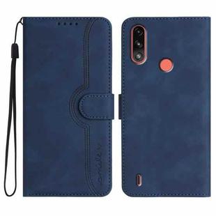 For Motorola Moto E7 Power Heart Pattern Skin Feel Leather Phone Case(Royal Blue)