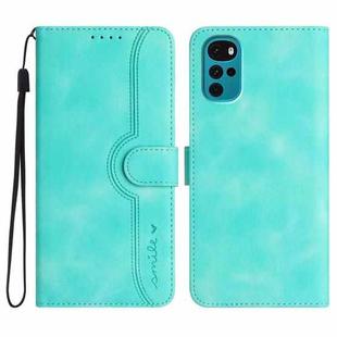 For Motorola Moto G22 Heart Pattern Skin Feel Leather Phone Case(Light Blue)