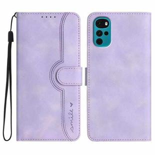 For Motorola Moto G22 Heart Pattern Skin Feel Leather Phone Case(Purple)