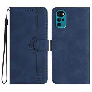 For Motorola Moto G22 Heart Pattern Skin Feel Leather Phone Case(Royal Blue)