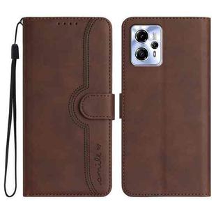 For Motorola Moto G23 Heart Pattern Skin Feel Leather Phone Case(Brown)