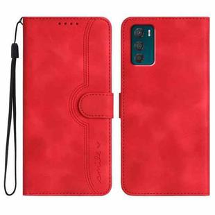 For Motorola Moto G42 Heart Pattern Skin Feel Leather Phone Case(Red)