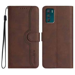 For Motorola Moto G42 Heart Pattern Skin Feel Leather Phone Case(Brown)