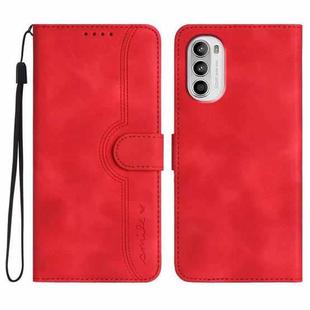 For Motorola Moto G52 Heart Pattern Skin Feel Leather Phone Case(Red)