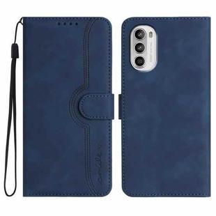For Motorola Moto G52 Heart Pattern Skin Feel Leather Phone Case(Royal Blue)