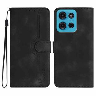 For Motorola Moto G75 5G Heart Pattern Skin Feel Leather Phone Case(Black)
