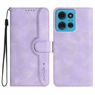 For Motorola Moto G75 5G Heart Pattern Skin Feel Leather Phone Case(Purple)