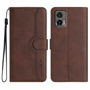 For Motorola Edge 30 Neo Heart Pattern Skin Feel Leather Phone Case(Brown)