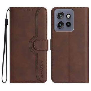 For Motorola Edge 50 Neo Heart Pattern Skin Feel Leather Phone Case(Brown)