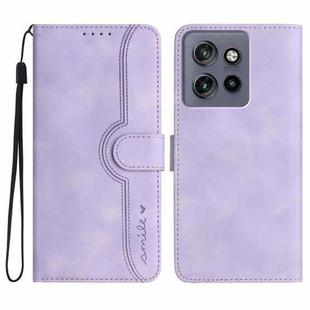 For Motorola Edge 50 Neo Heart Pattern Skin Feel Leather Phone Case(Purple)