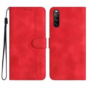 For Sony Xperia 10 V 2023 Heart Pattern Skin Feel Leather Phone Case(Red)