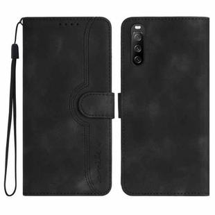 For Sony Xperia 10 V 2023 Heart Pattern Skin Feel Leather Phone Case(Black)