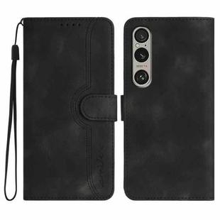 For Sony Xperia 1 VI Heart Pattern Skin Feel Leather Phone Case(Black)