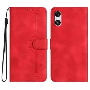 For Sony Xperia 10 VI Heart Pattern Skin Feel Leather Phone Case(Red)