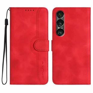 For Sony Xperia 1 VII Heart Pattern Skin Feel Leather Phone Case(Red)
