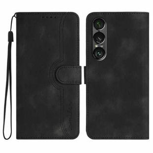 For Sony Xperia 1 VII Heart Pattern Skin Feel Leather Phone Case(Black)
