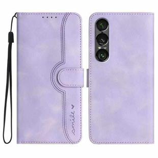 For Sony Xperia 1 VII Heart Pattern Skin Feel Leather Phone Case(Purple)