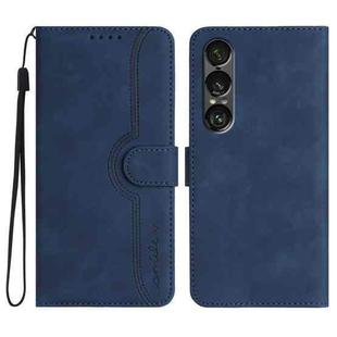 For Sony Xperia 1 VII Heart Pattern Skin Feel Leather Phone Case(Royal Blue)