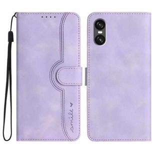 For Sony Xperia 10 VII Heart Pattern Skin Feel Leather Phone Case(Purple)