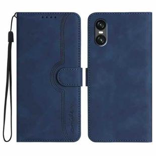 For Sony Xperia 10 VII Heart Pattern Skin Feel Leather Phone Case(Royal Blue)